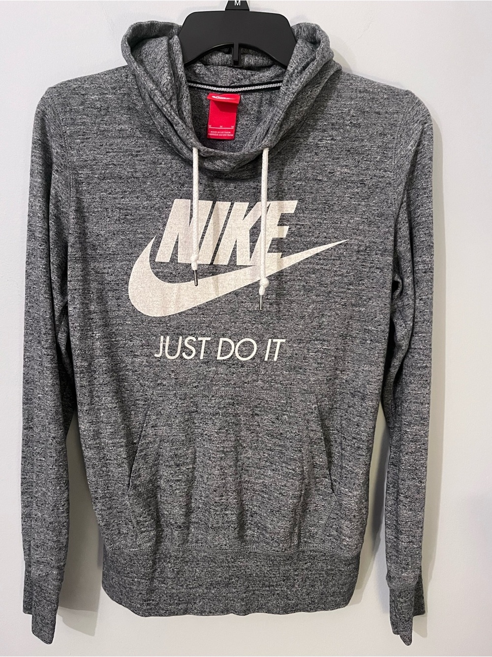 Nike Logo Women’s Organic Cotton Blend Gray Pullover Hoodie Size Med